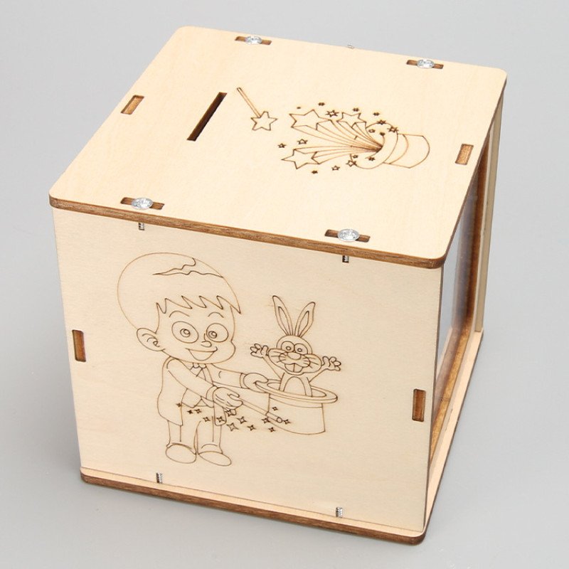 Magic Box Piggy Bank Handmade DIY Technology Small Production STEM Educational Experimental Educational Toy for Primary and Secondary School Students