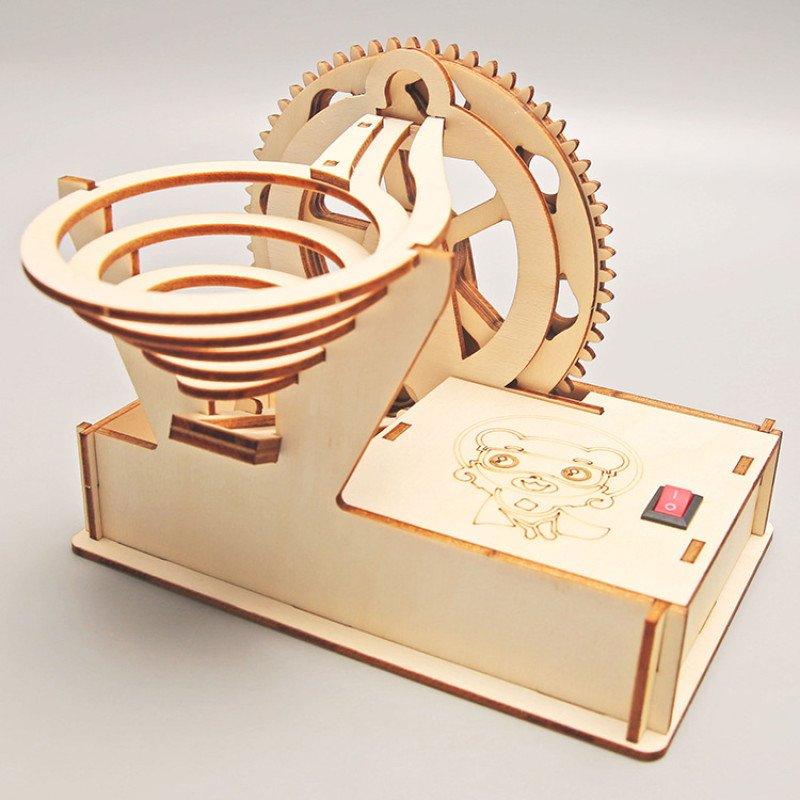 diy technology small production wooden electric track steel ball slide primary and secondary school students handmade building block assembly toys