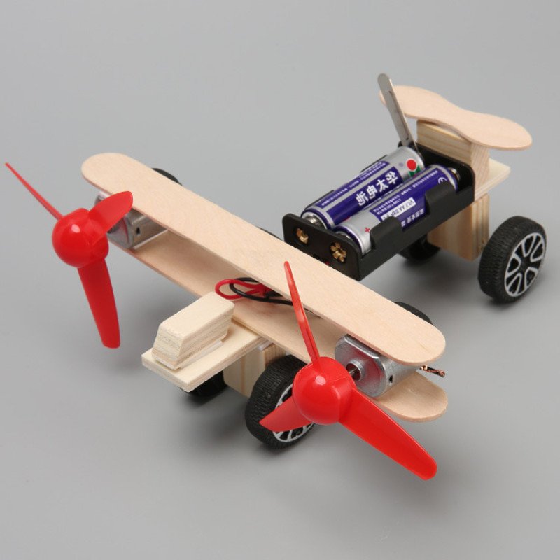Science and technology small production handmade diy twin-engine taxiing aircraft science teaching toys for primary and secondary school students assembly bag materials