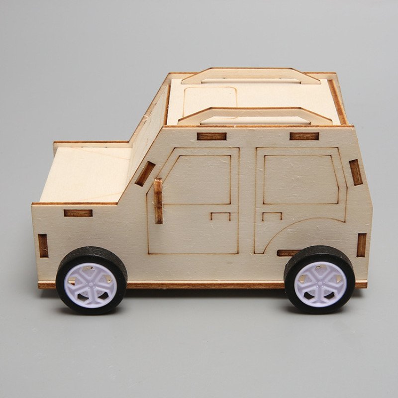 Science and technology small production handmade diy homemade pull-back car children's scientific and educational toys using clockwork inertia physics